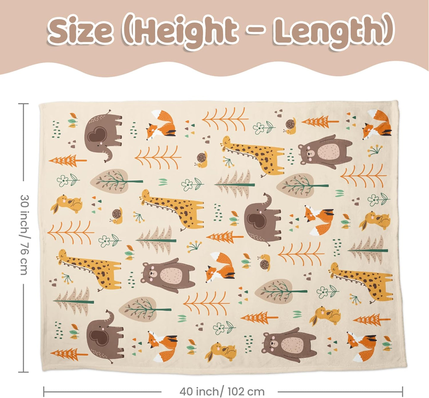 SANDJEST Woodland Animal Blanket - 30 x 40 Kids Minky Blankets for Boys Girls - Gifts for Birthday Christmas - Nursery Bedroom Decor