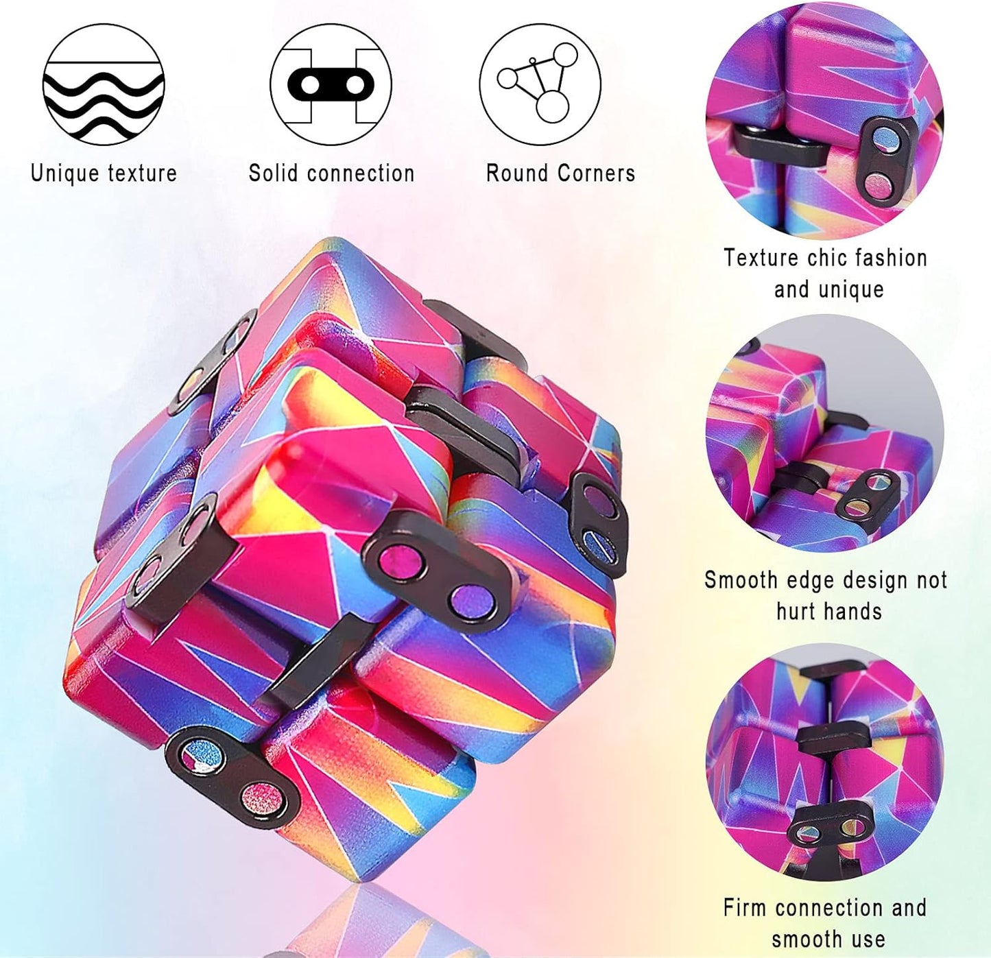 4 Packs Infinity Cube Toy Stress Relieving Game for Kids and Adults,Cute Mini Unique Gadget Anxiety Relief Kill Time Magic Puzzle Flip ADD, ADHD, Killing