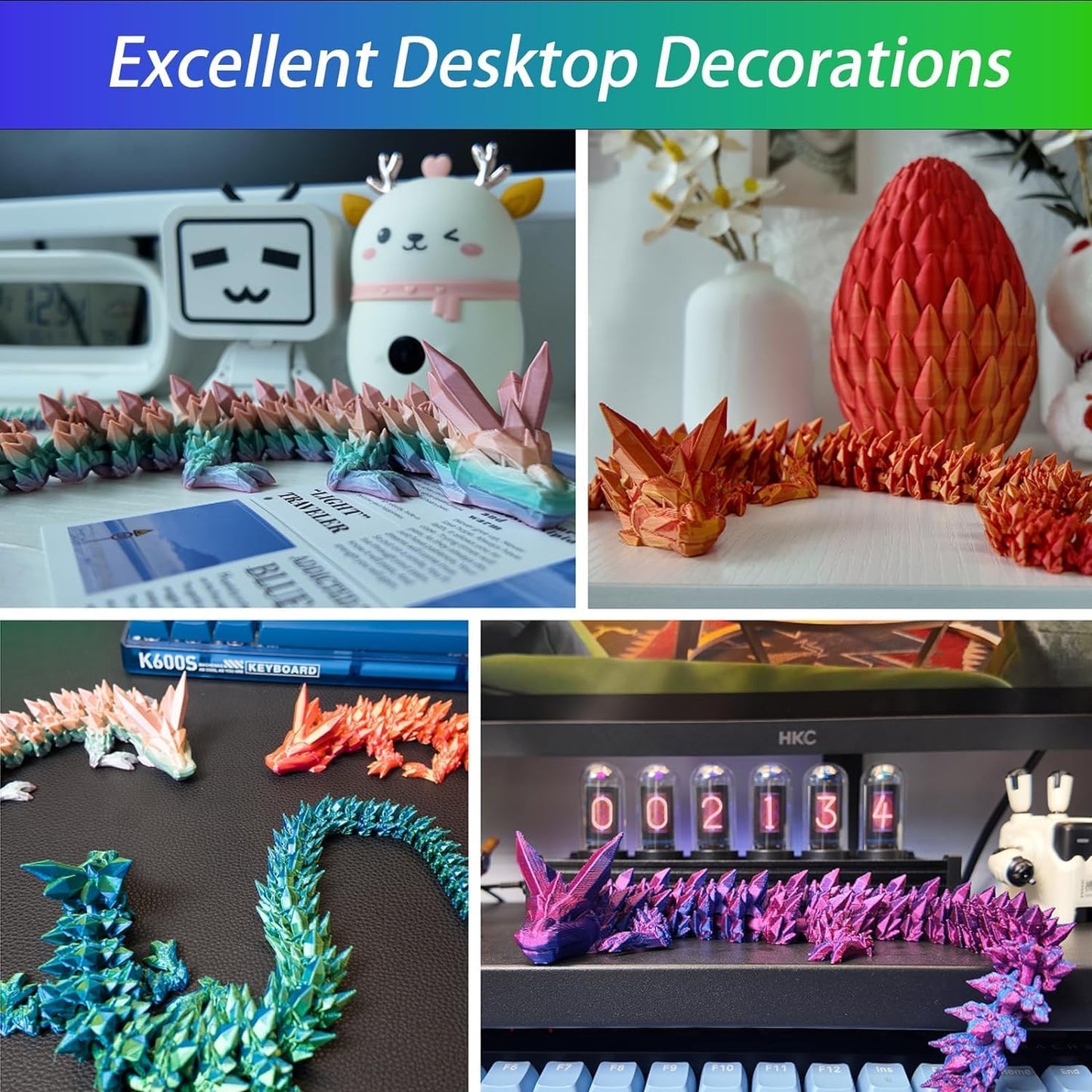 15 inches Dragon with Egg, Blue Dragon Toy,Articulated Crystal Dragon,Fidget Toy Cool