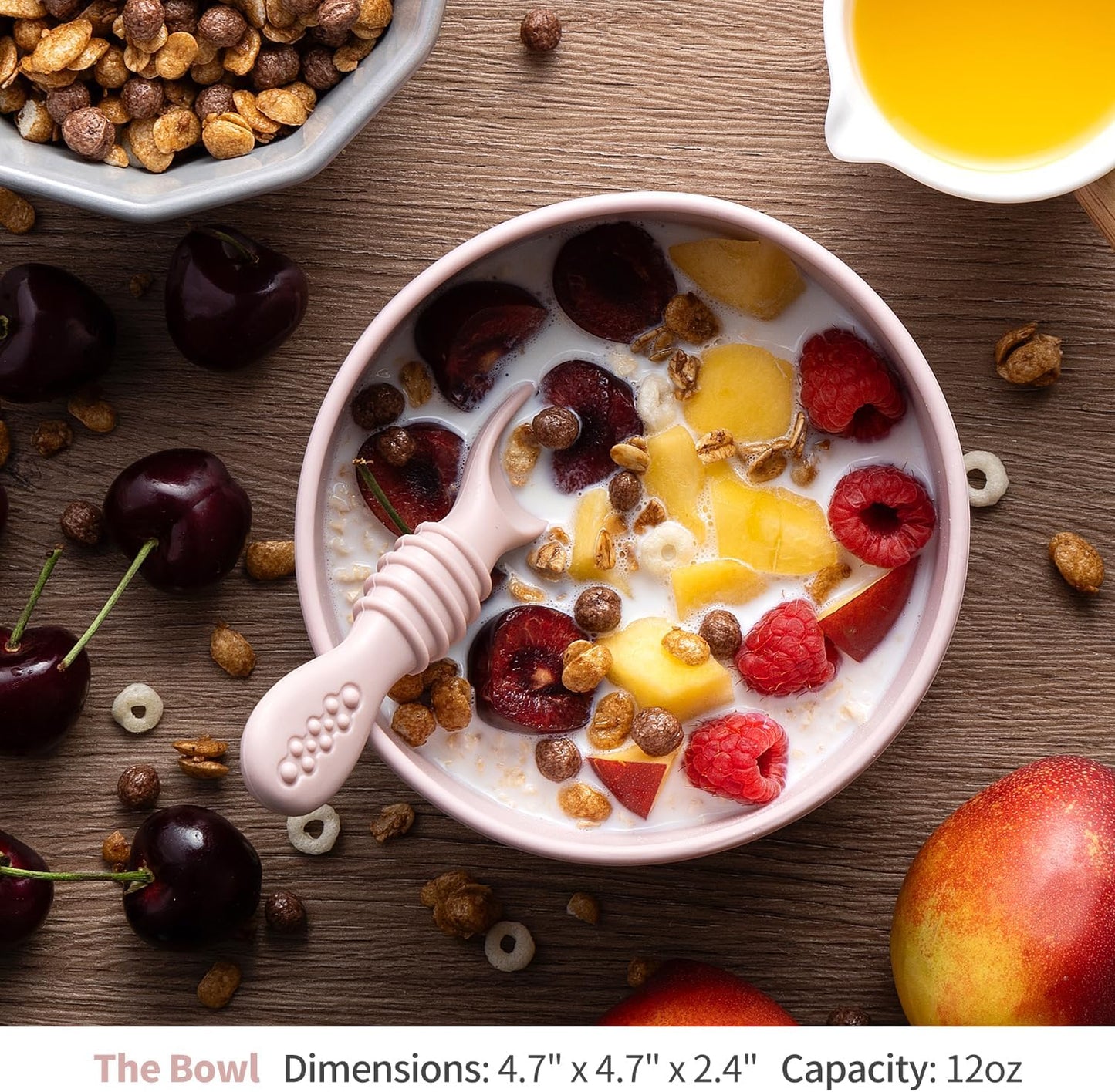 SAMiGO Silicone Baby Bowl and Spoon Set with Suction and Lid, First Stage Self Feeding Essentials, Food Bowl for 6+ Months