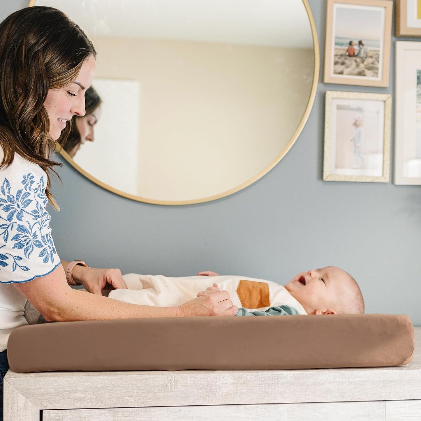 Konssy 2 Pack Stretchy Changing Pad Covers for Girl, Boy, Silky Soft Changing Table Cover, Breathable Baby Nursery Diaper Chang Pad Sheets (Autumn Bloom,Clay)