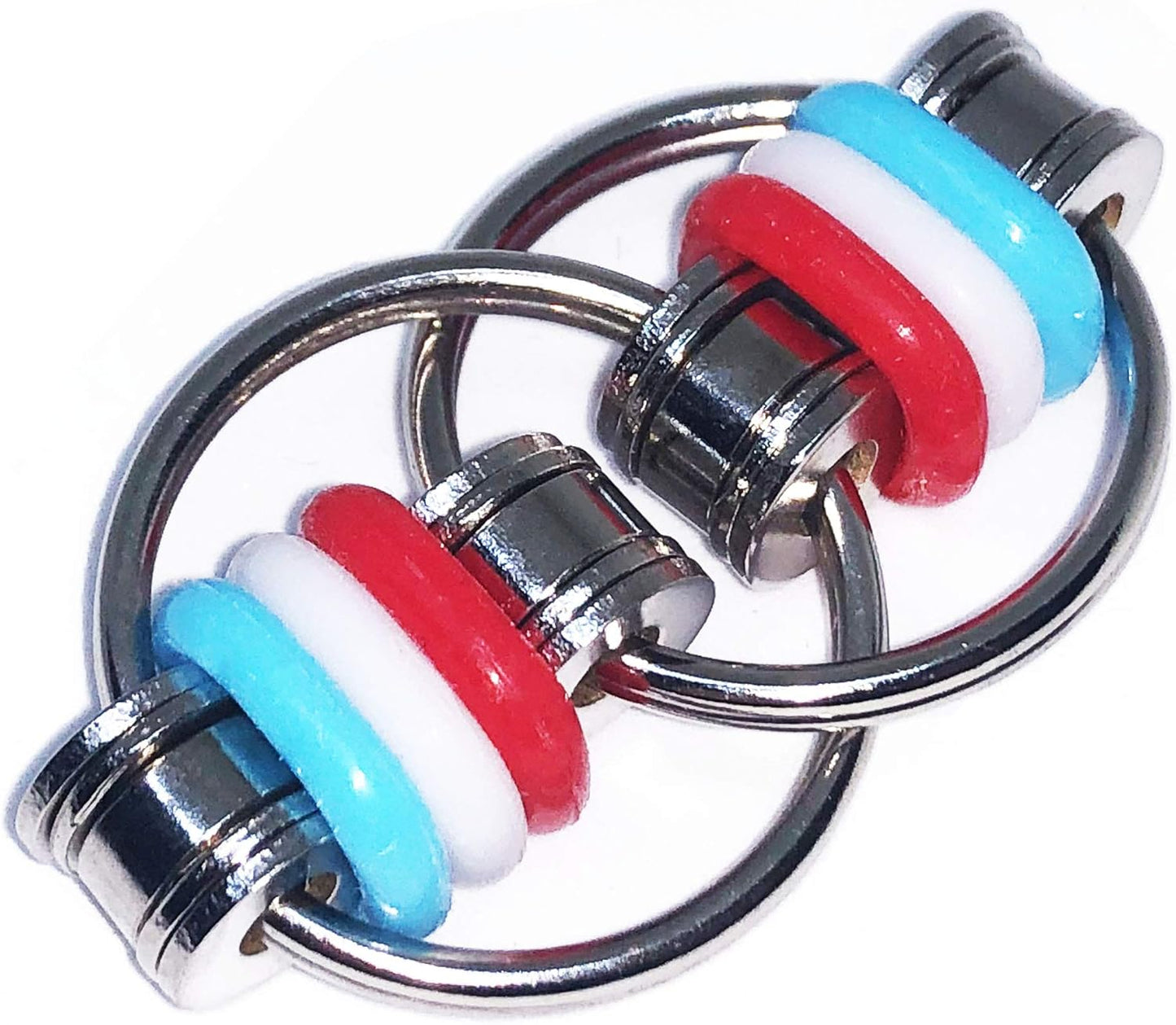 Fidget Toys Roller Chain - Stress Relief Perfect for ADHD, ADD, Anxiety in Classroom, Office, School, Work for Students, Teens, Adults Stocking Stuffers Gifts (R,W,B Style 2)