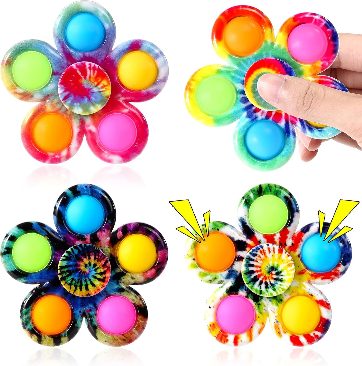 Fidget Spinners Toys 4 Pack, Fidget Toys for Kids Adults, Bulk Pop Sensory Spinner Toys Stress Relief, ADHD Autism Products for Girls Boys, Kids Birthday Party Favors Classroom Prizes