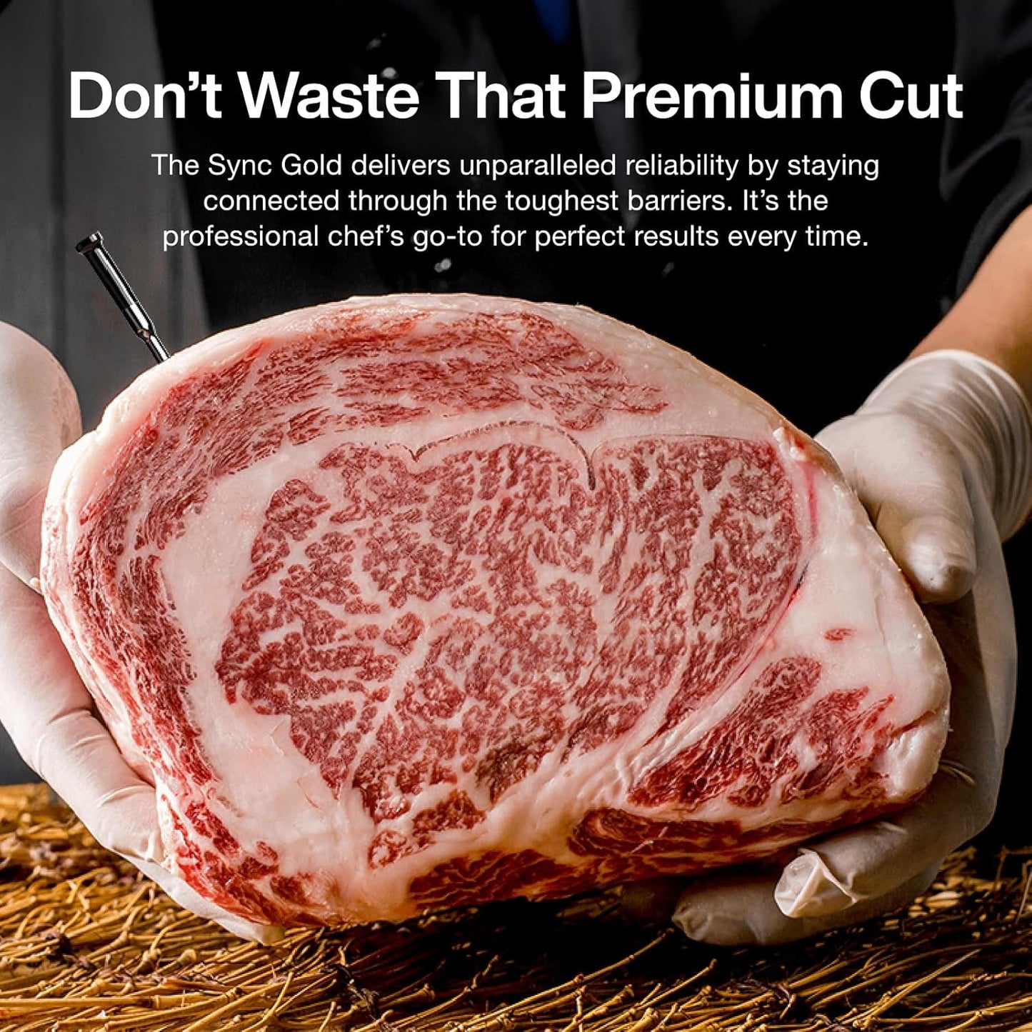 Sync Gold Wireless WiFi Meat Thermometer | 2 Slim Probes | 10x Stronger Signal Than Bluetooth | Reliable Readings Through Kamado Grill, BBQ, Oven, Smoker | Easy-to-Use Base