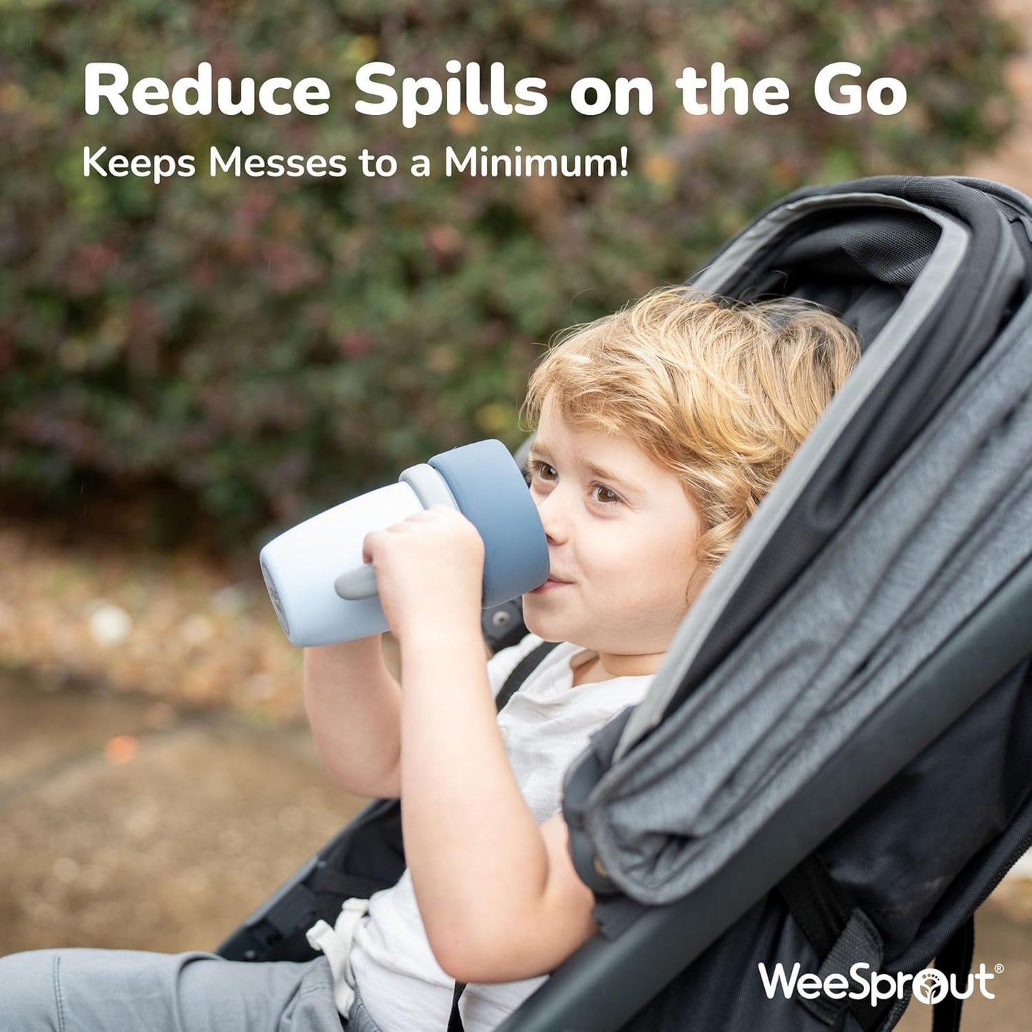 WeeSprout Baby Training Cup - Silicone Sippy Cup with Removable Handles for Weaning Off Bottle - Transition Spill-Proof Toddler Cups - No-Spill Design (Sky/Matte Green/Light Gray)