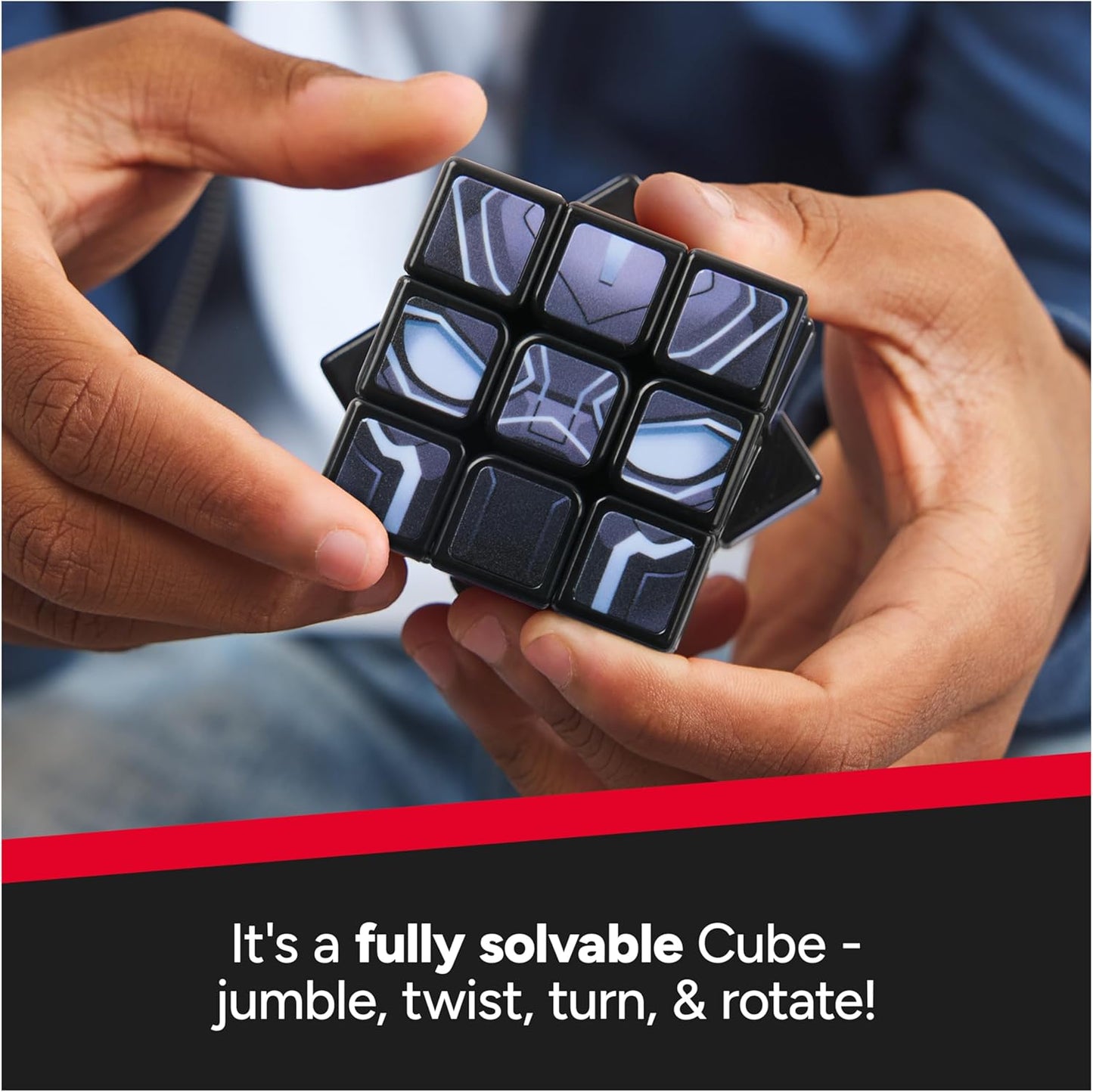 Rubik’s Cube Black Panther Cuber, Problem-Solving Challenging Brain Teaser Collectible Black Panther Fidget Toy, for Adults & Kids Ages 8+