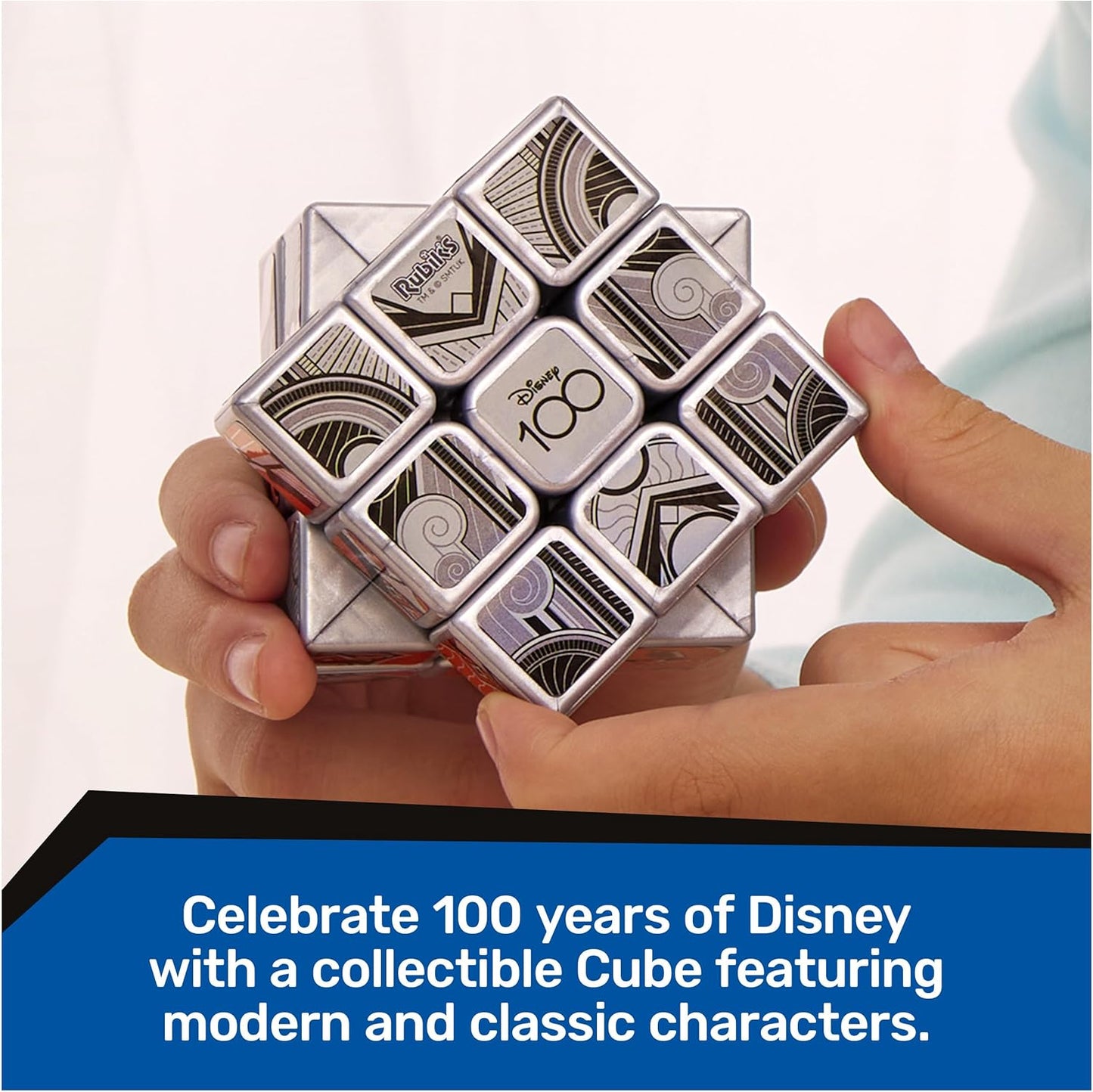 Rubik's Cube, Disney 100th Anniversary Metallic Platinum 3x3 Cube, Fidget Toys Adults, Mickey Mouse Toys, Easter Basket Stuffers, Disney Toys for Adults & Kids Ages 8+