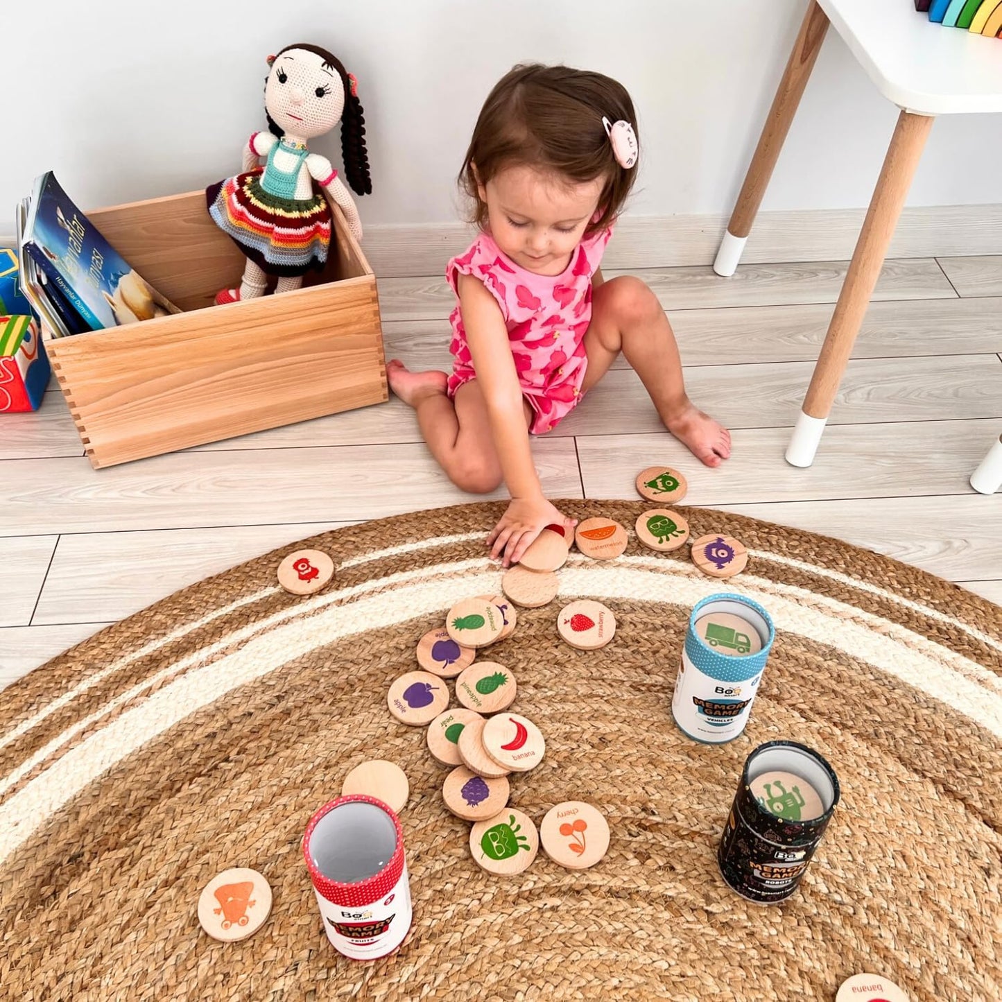 bee smart Wooden Memory Game - Matching Memory Game for Kids 3 and Up, 16Pcs | Educational Toy for Preschool Toddlers Board Games (Space)