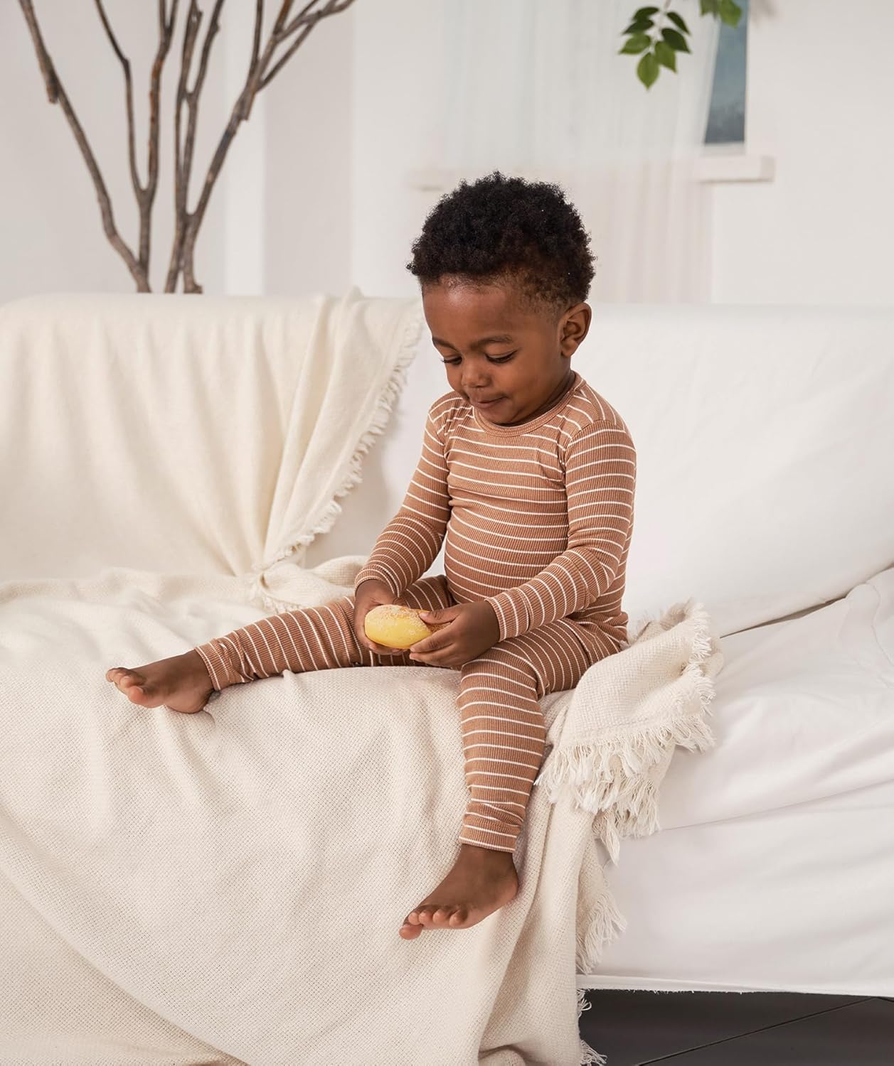 AVAUMA Stripe Pattern Baby Boys Girls Pajama Set Kids Toddler Snug fit Ribbed Sleepwear pjs for Daily Life Style