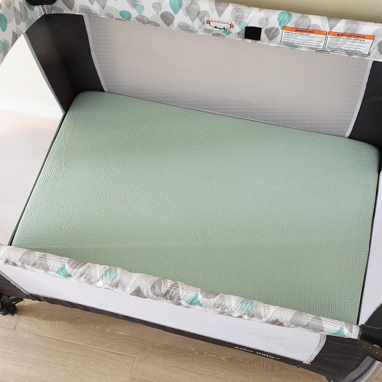 david's kids Muslin Mini Crib Sheets, 2 Pack Cotton Pack N Play Sheets for Boys Girls Neutral, Soft Breathable Baby Sheets Fit Pack N Play, Playard and Mini Crib Mattresses, Animals