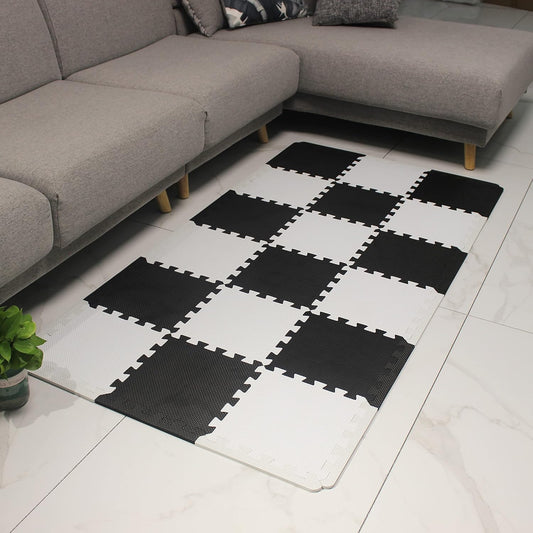 MQIAOHAM® 18 Pieces + 18 Edges Puzzle Play Mats, Soft Baby Play Mat, Kids Interlocking Foam Floor Tiles, Toddlers Carpet Playmats XZ301018-101104