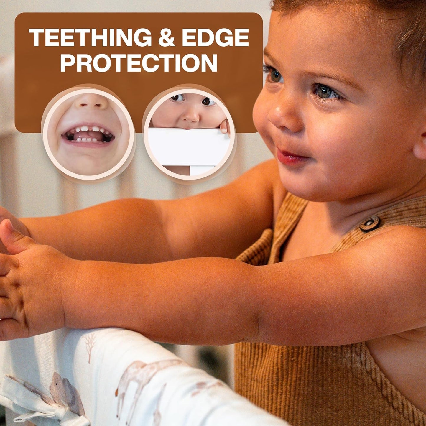 Stéphen House Ultra Soft Crib Rail Guard for Teething Double Thickness for Edge Protection for Top Rail 100% Cotton Lining Fits Standard Baby Cribs Easy to Clean Upgraded 4 Piece Set