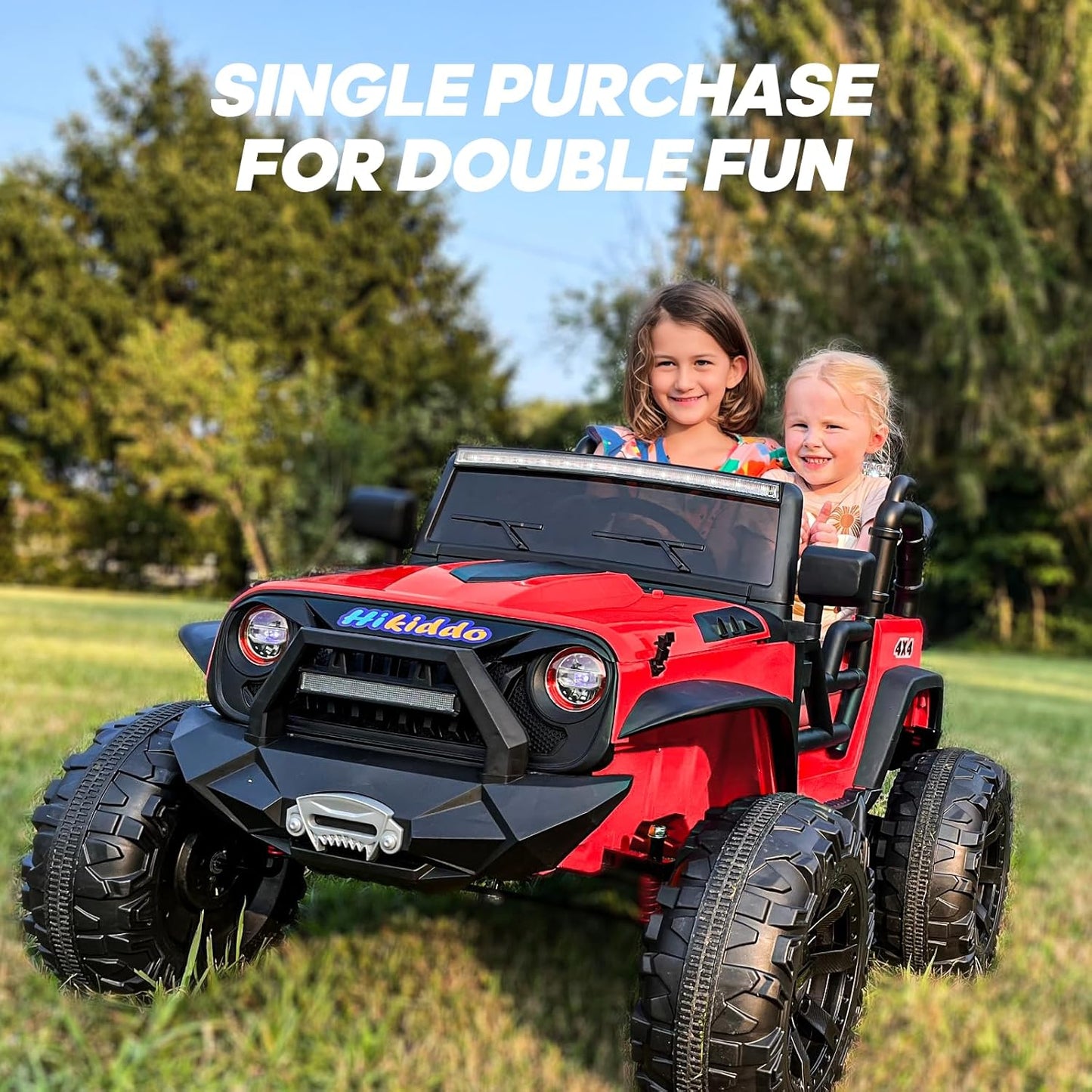 24V 9Ah Ride on Toy for Big Kids, 4x4 2 Seater Ride on Car Truck w/Remote Control, 4x200W Motors - Bright Red