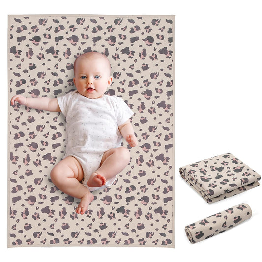 Vegan Leather Baby Changing Mat - Wipeable Portable Changing Pad, Foldable Travel Changing Mat for Baby, Newborns Toddlers Shower Gifts (Leopard Print,20"*28")