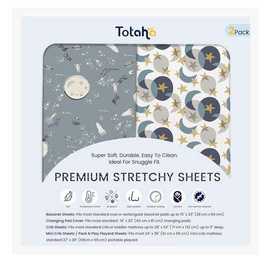 TotAha Space Changing Table Cover, Super Stretchy Jersey Star Changing Pad Cover, Buttery Soft Diaper Changing Pad Cover Fit 32x16 Changing Pads