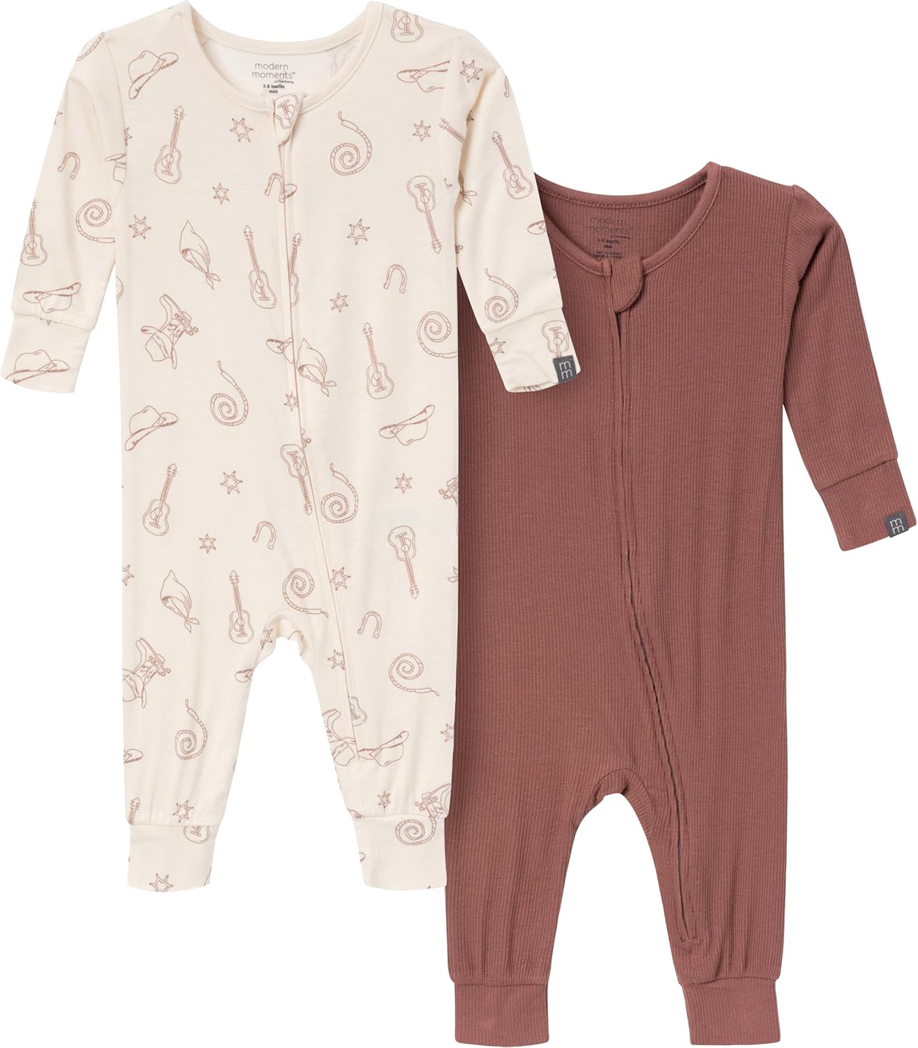 Modern Moments by Gerber Unisex Baby Viscose 2-Pack Footless Tight Fitting Pajamas
