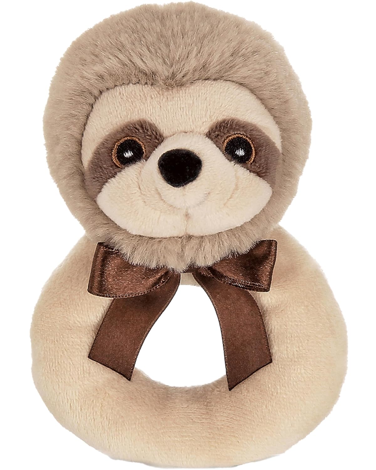 Bearington Baby Lil’ Speedster - 5.5 Inch Sloth Plush Stuffed Animal Soft Ring Rattle, Sloth Baby Stuff - Newborn Toy Plush Animal