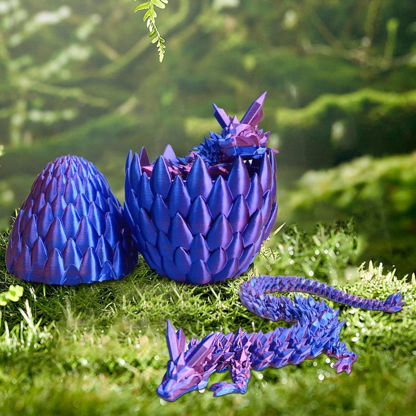 3D Printed Dragon Eggs with Dragon Inside Mystery Dragon Egg 3D Printed Articulated Dragon Articulated Dragon with Dragon Egg, Flexible Joints Home Decor Executive Desk Toys (Laser Purple