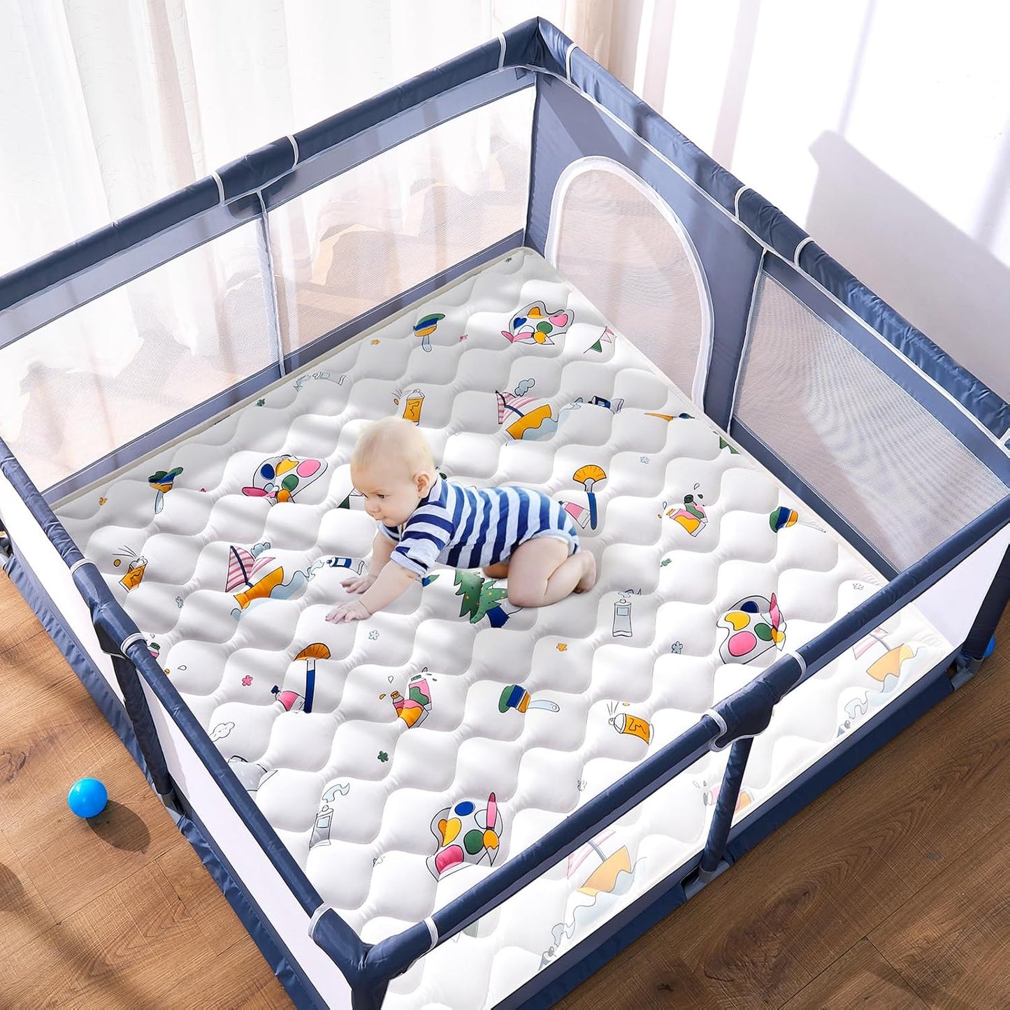 Vibe bear High-Density Foam Baby Play Mat,47x47 Inches Thicken One-Piece Infants Crawling Mat,Comfortable and Soft Baby Playmat,Non Slip Washable Floor Mat for Babies,Infants,Toddlers