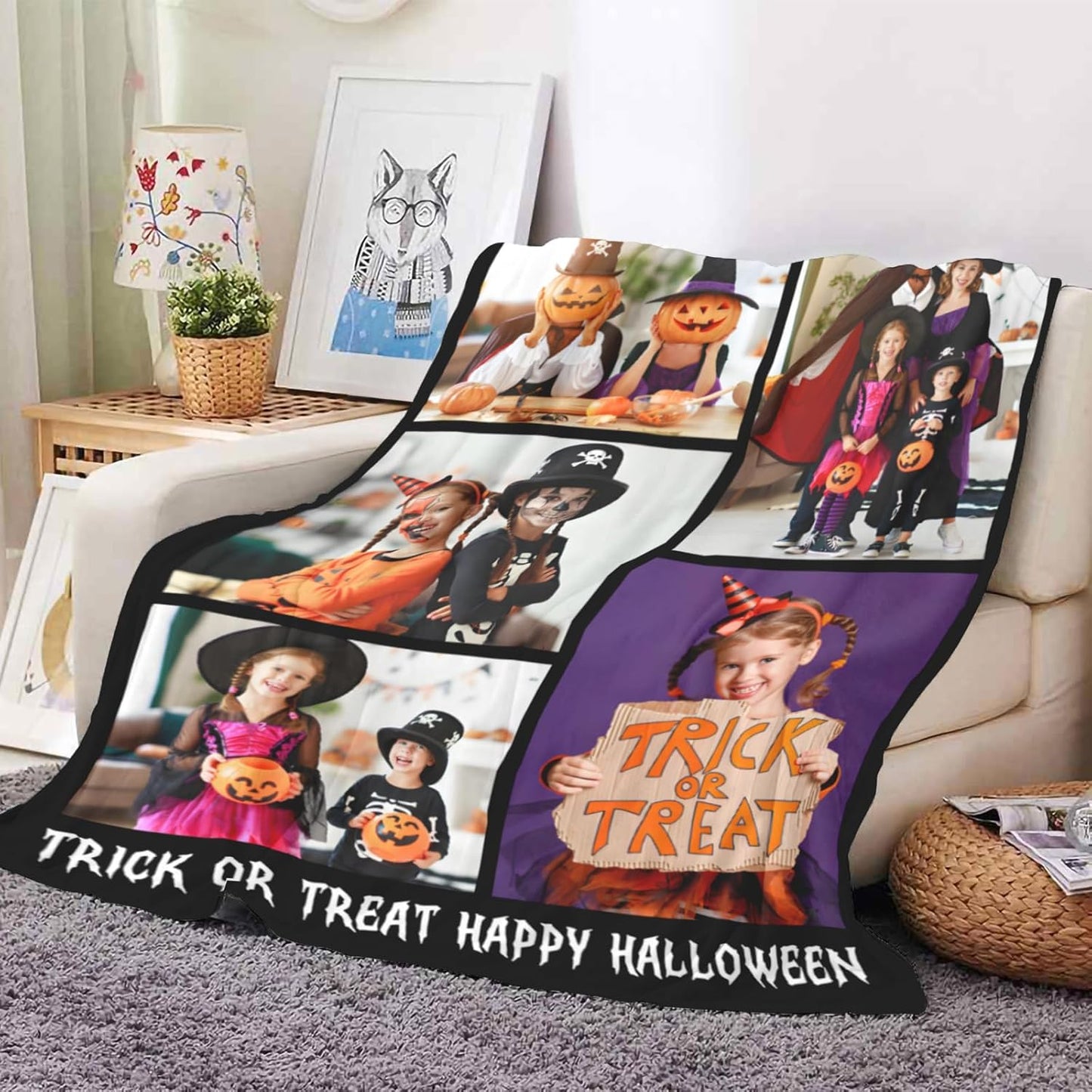 Ships Next Day, Personalized Photo Gifts for Girlfriend, Custom Made Bed Throw Blankets for Kids, Halloween Decoration Blankets with Pictures for Boyfriend, Girlfriend