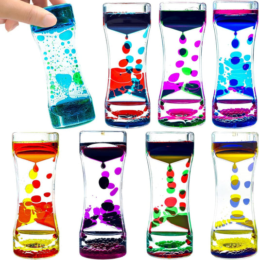Liquid Motion Bubbler for Kids and Adults Pack of 8 Great Rainbow Series Liquid Bubbler Timer Sensory Fidget Relaxation Stress Relief and Anxiety Relief Relaxing Autism