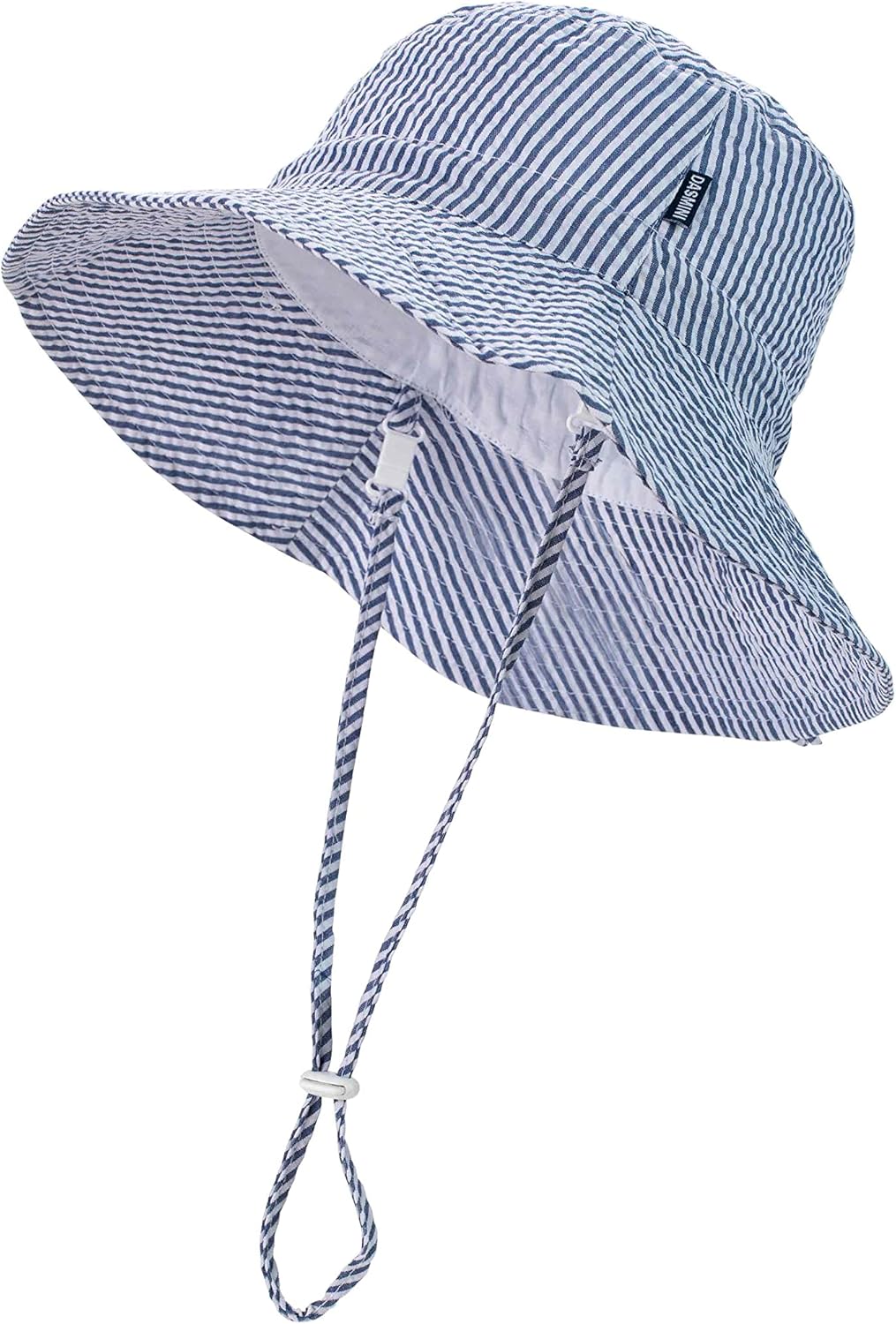 Baby & Toddler Wide Brim Sun Hats UPF 50+ Sun Protection Bucket Cap Cute Adjustable Hat in Seersucker