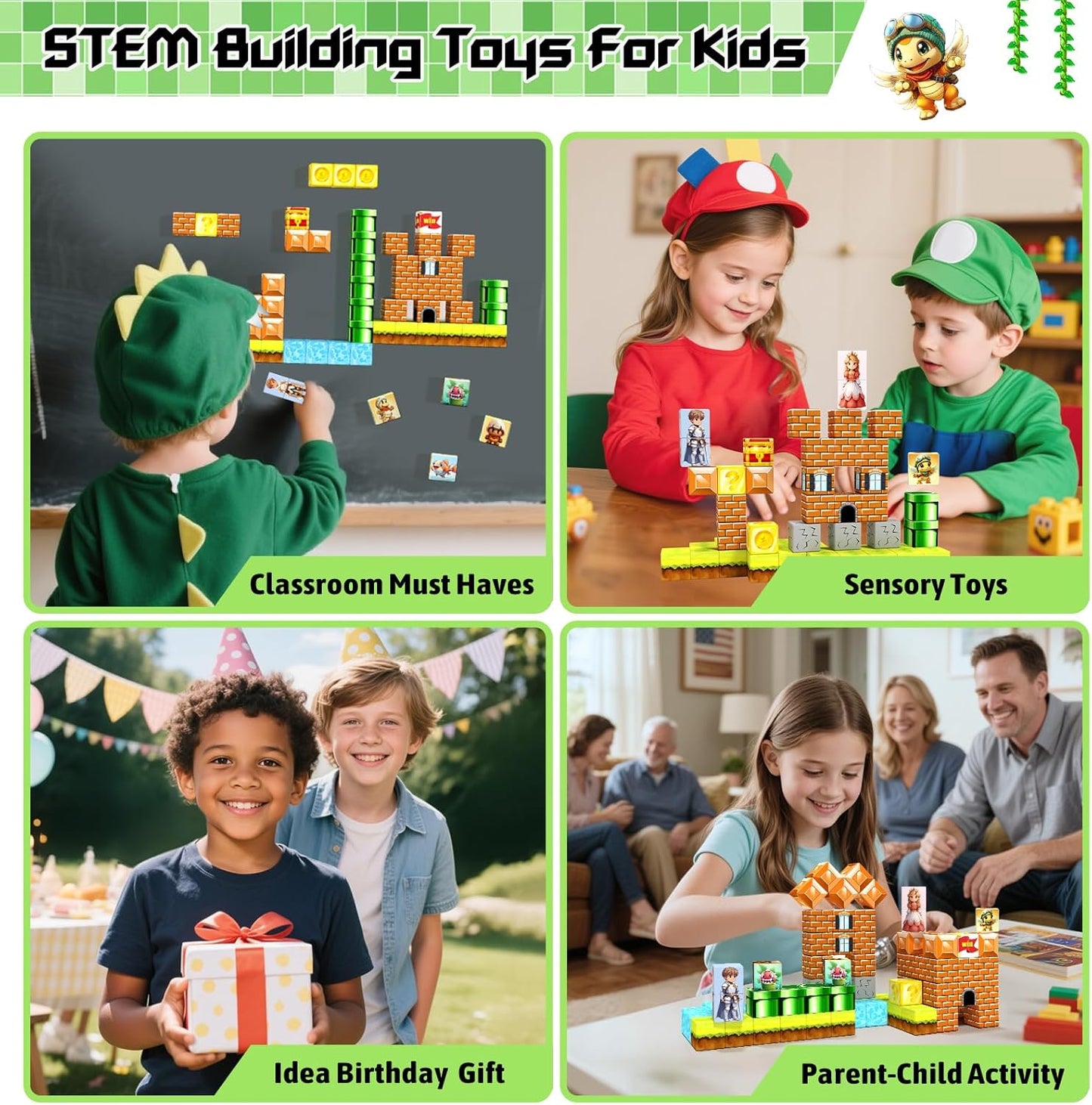 Magnetic Blocks- Magnetic Building Blocks Magnet Cube Toys Stacking, Build Forest Toys & Games Set, STEM Sensory Play, Birthday Giftsfor Kids Boys Girls Age 3 4 5 6 7 8 9 10 (54pcs 1inch)