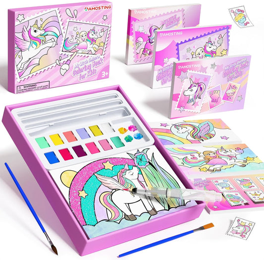 Paint with Water Unicorn Coloring Books for Toddlers,Water Color Paint Set for Teens, Arts and Crafts for Girls Boys Ages 3 4 5 6 7 8+, Birthday Christmas Gift,Travel Toys