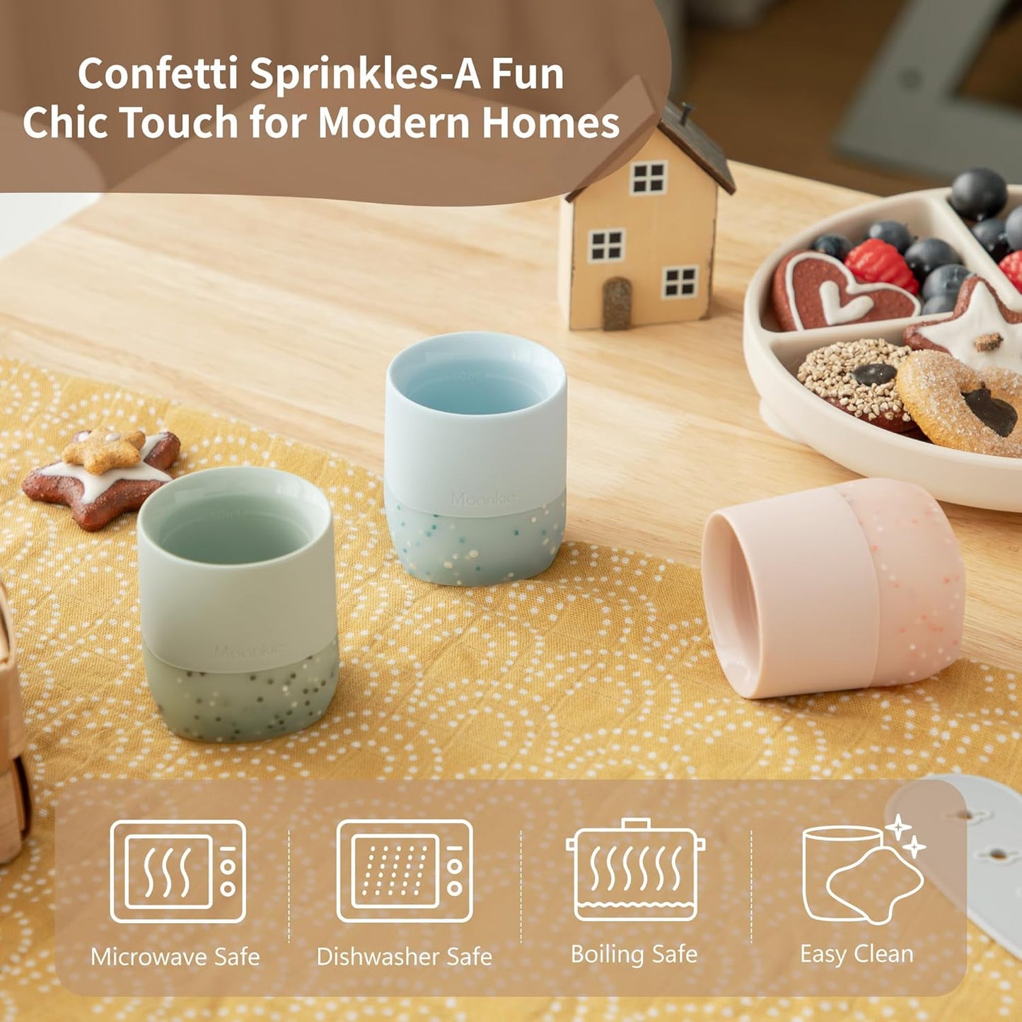 Moonkie Baby Training & Sippy Cup Set | 4 Months+ | Baby-Led Weaning Essential | Gift (Ether Cup Set, 2 Pack)