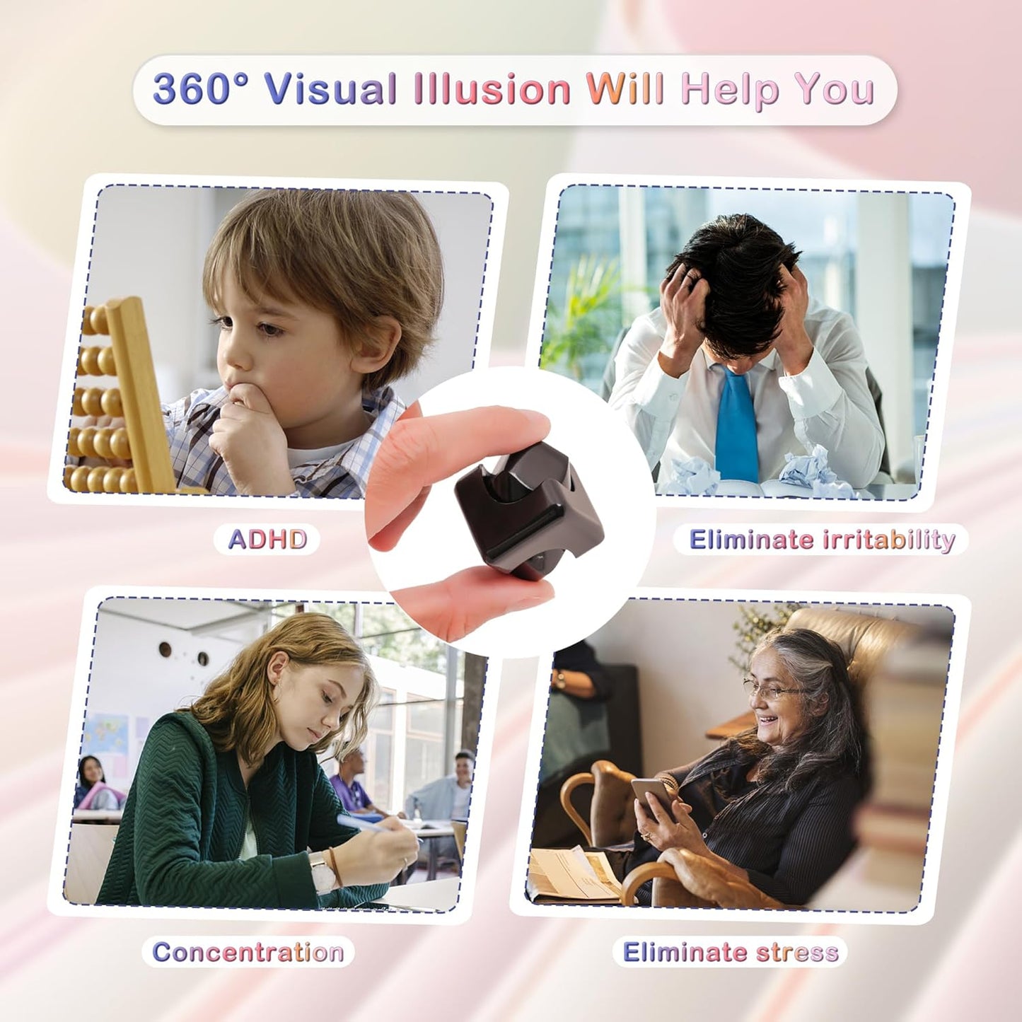 Desk-Fidget-Toys Spinner-Cube: Cool-Gadgets Metal Kinetic-Desk-Toys Office EDC-Toy with Silicone Base, ADHD Tools Cool-Stuff Thing Stress Relief Toy Gift for Kids Children Teens Adults Christmas