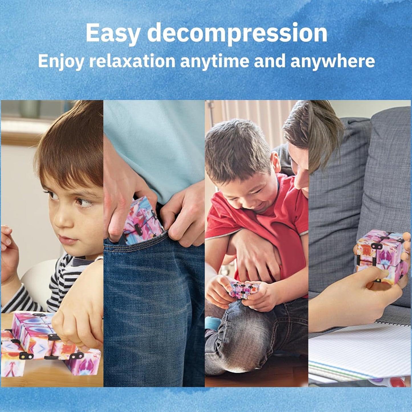 Fidget Infinity Cool Cube Toys: Fidget Toy Hand Held Magic Cubes Cool Stuff Gadgets Things Unique Birthday Gifts Boys Girls Kids Adults Anxiety Stress Relief Sensory Christmas Stocking Stuff Gift Toys