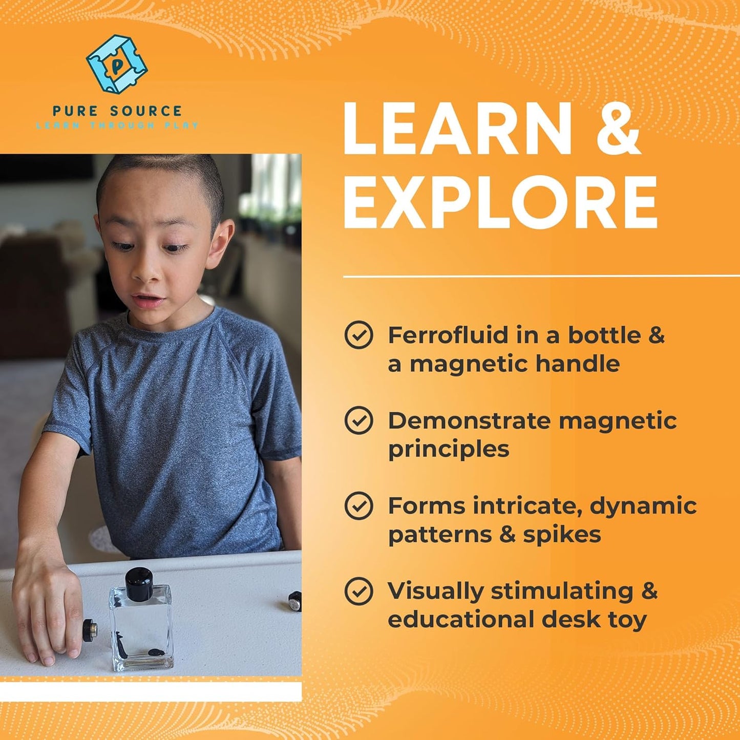 FerroFluid Display Toy Bottle – Ferro Fluid Liquid Metal STEM Toy, Magnetic Desk Toy with Neodymium Magnets, Interactive Adults Physics Toy, Educational Iron Filings Magnet Science Kit - 2ml