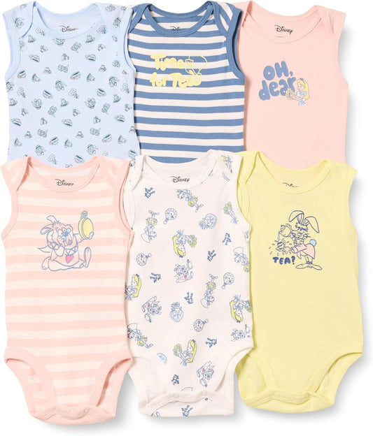 Amazon Essentials Disney | Star Wars | Princess Baby Girls' Sleeveless Bodysuits, Pack of 6