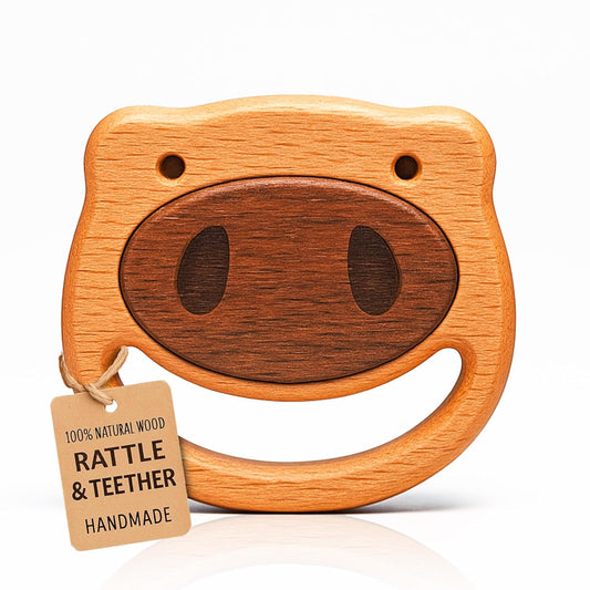 100% Wooden Baby Toy | No Paint, No Plastic | Eco-Friendly Rattle for 0–6 Months