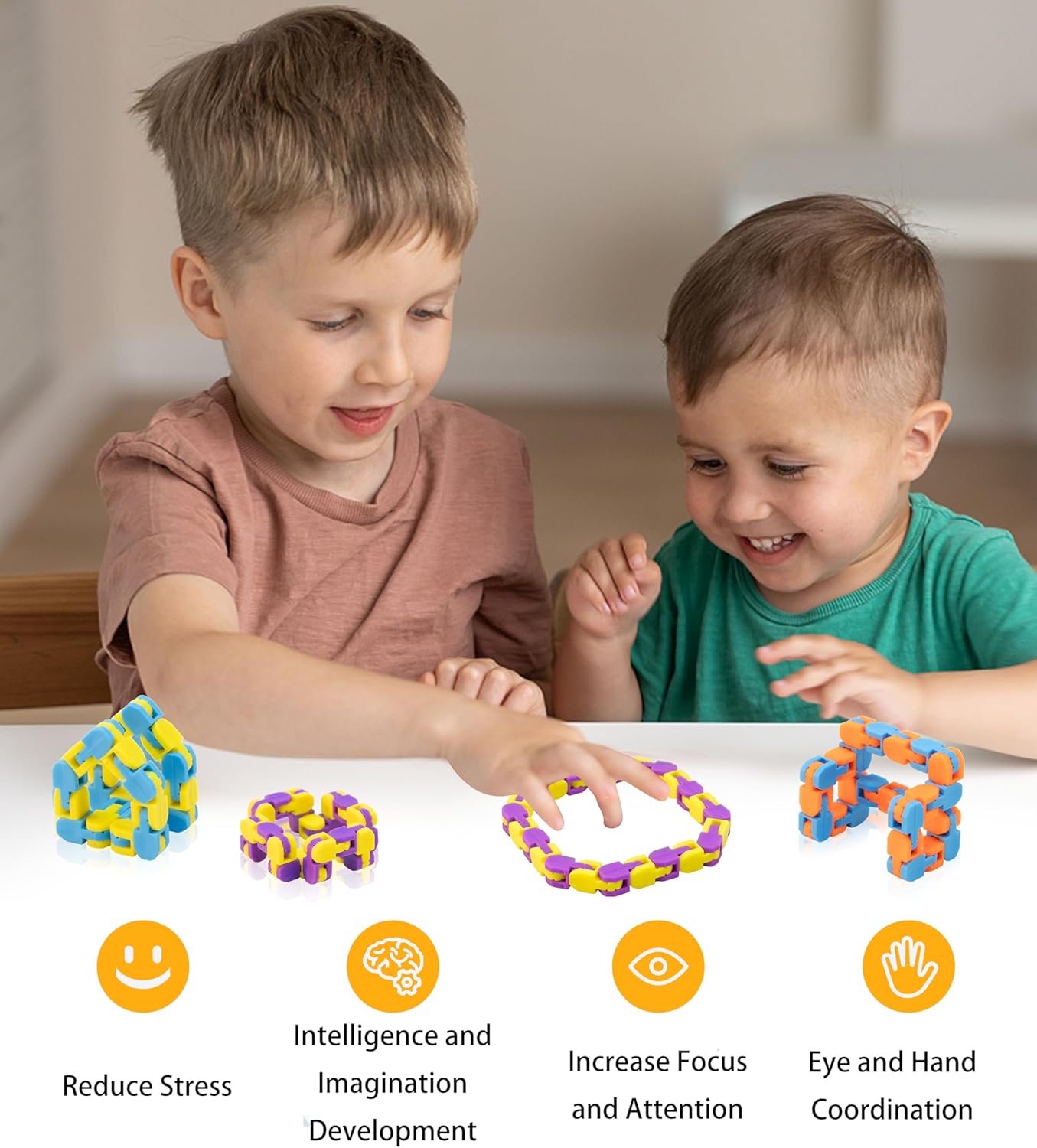 Ganowo 24 Pack Wacky Tracks - Snap Click Fidget Toys for Kids Adults