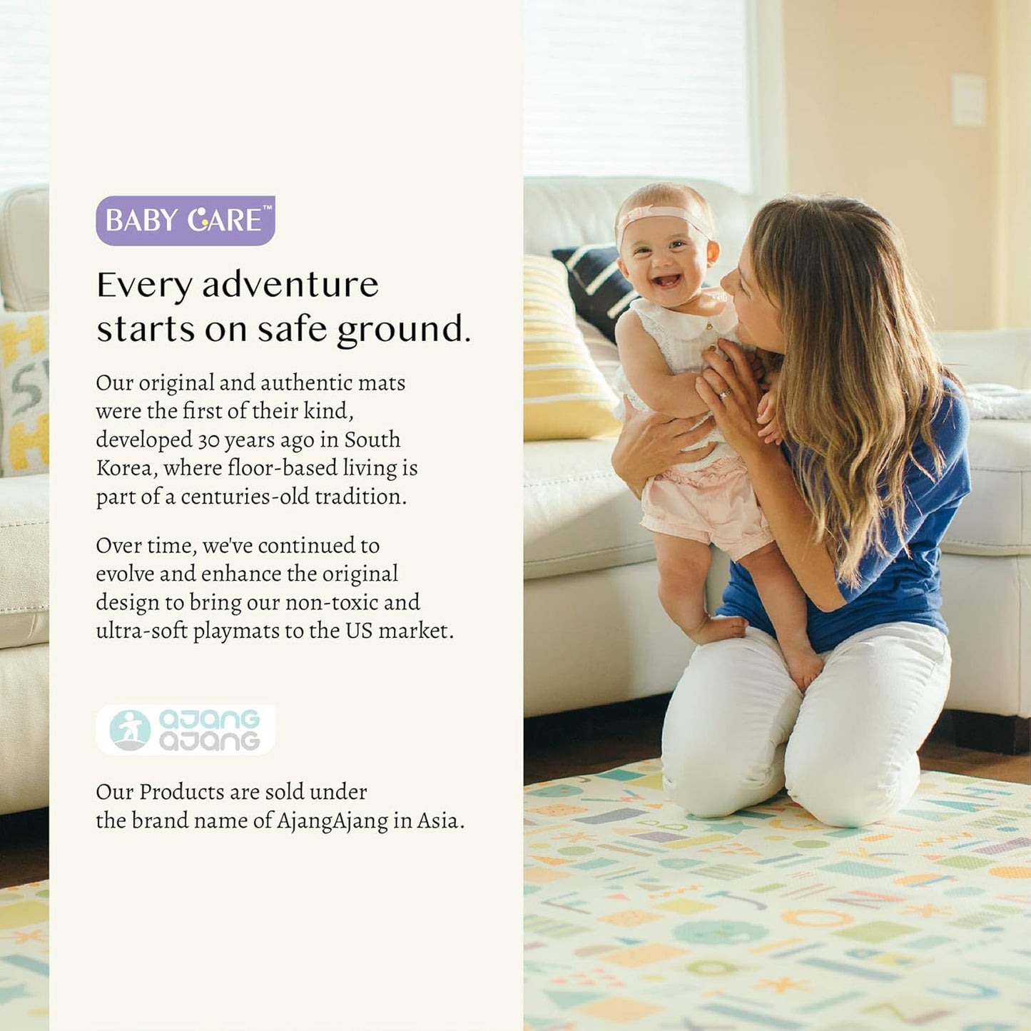 Baby Care Play Mat (Medium, Playful - Pinko & Friend) 73’’ x 49’’ Original One-Piece Reversible Rollable Waterproof Play Mat for Infants, Babies, Toddler, and Kids