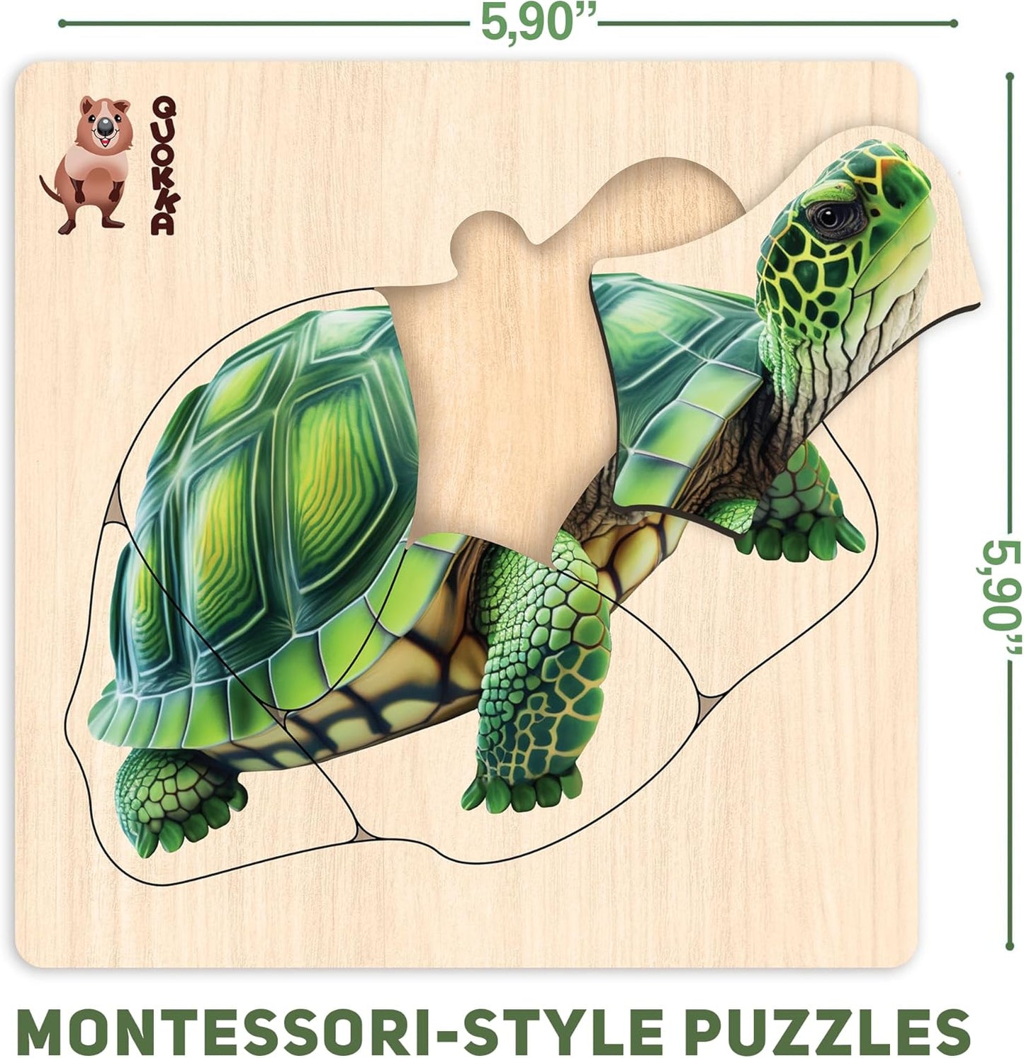 QUOKKA Realistic Wooden Puzzles for Toddlers 1-3 Year Old - 5,9 x5,9 Inches Kids Puzzles Ages 2-4 - Safari Montessori Toddler Toys - Motor Skills Games Gifts for Boys and Girls