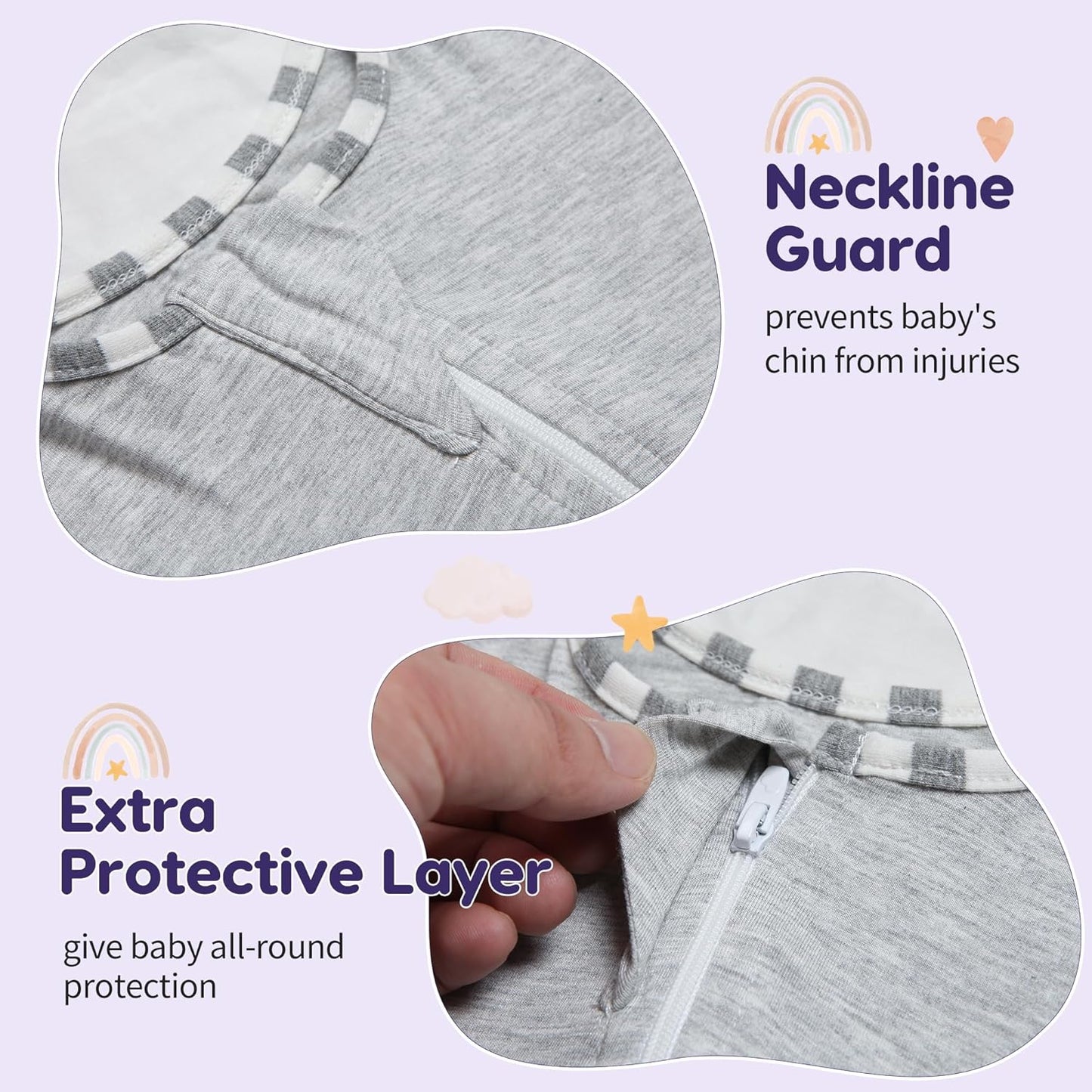 PuppyPaws Baby Sleep Sack 2-Pack Set, Transitional Swaddle, Sleep Sack 0-3 Months, Wearable Blanket Baby with 2-Way Zipper Summer, 95% Rayon derived from Bamboo, 5% Spandex