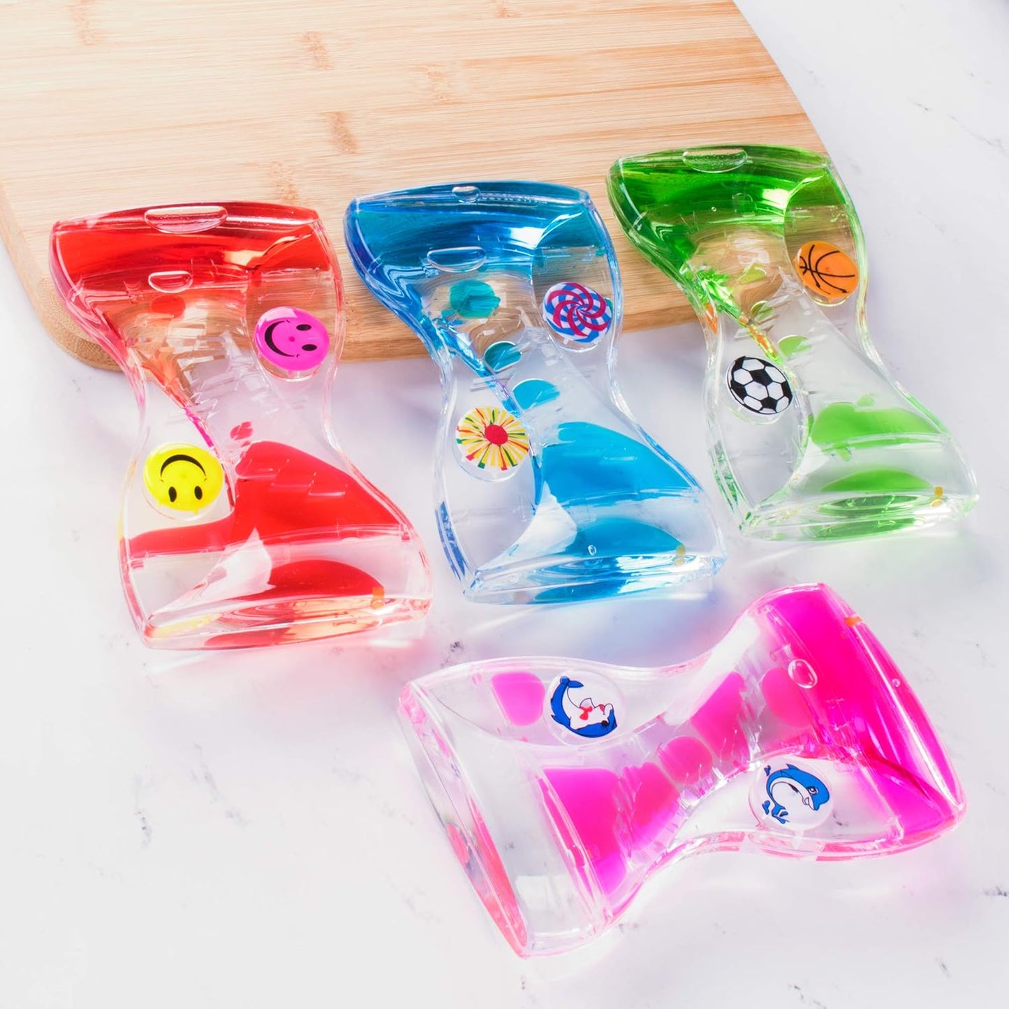 Super Z Outlet Colorful Liquid Motion Bubbler Desk Sensory Toy Timer Zig Zag Floating Rotating Circles for Play, Fidgeting, Captivating Distraction (Swirls)