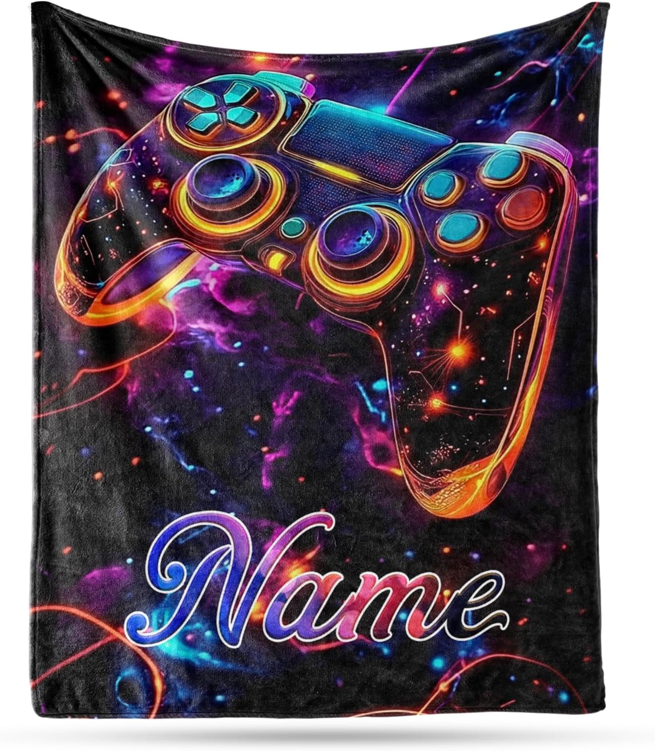 Ship Next Day, Custom Gaming Blanket - Printed in USA, Personalized Game Themed Blanket, Custom Name Blankets, Gift for Gamers Gaming Lover Enthusiasts, Birthdays, Holidays, Soft & Warm Throw