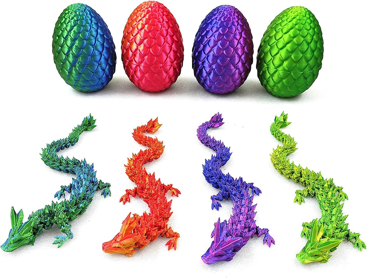 3D Printed Dragon in Egg with Dragon Inside,Dragon Surprise Egg,Flexible Joints Home Office Dragon Decor Executive Desk Toys for Autism/ADHD,Crystal Dragon Eggs Fidget Toy (Laser Red)