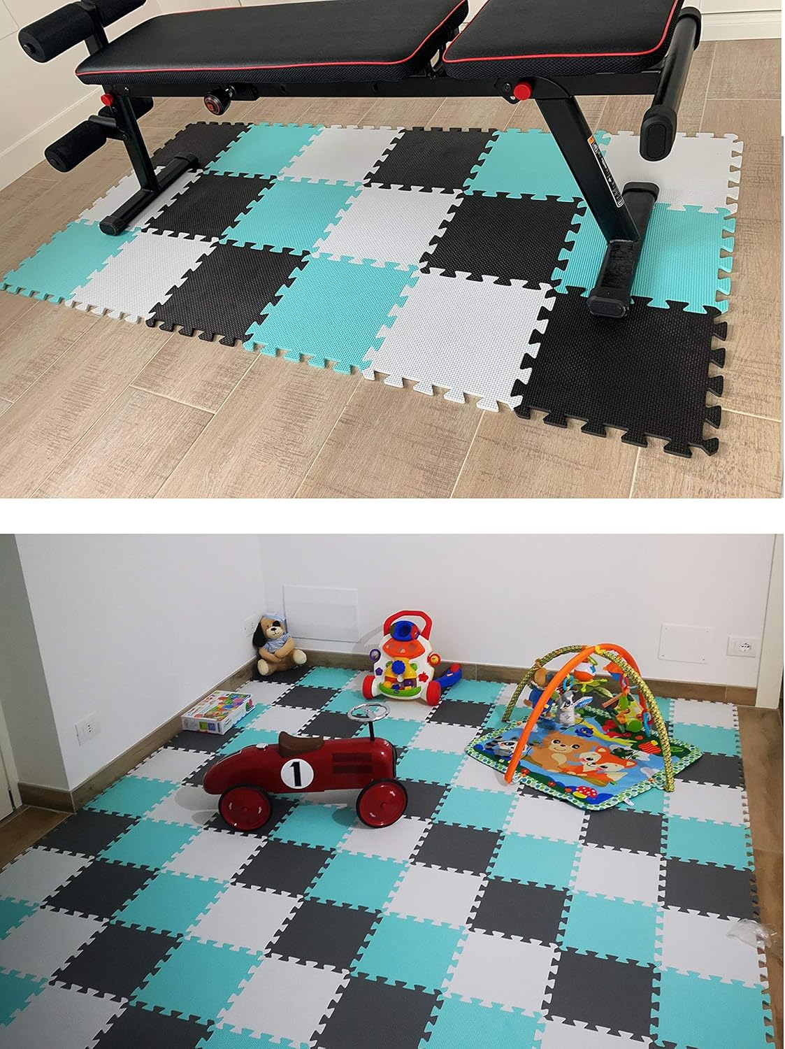 MQIAOHAM® 25 Pieces Puzzle Play Mats, Soft Baby Play Mat, Kids Interlocking Foam Floor Tiles, Toddlers Carpet Playmats G301025-104