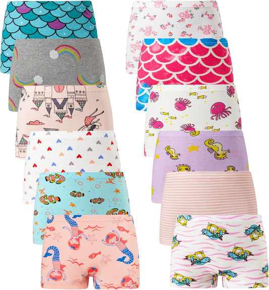 Cadidi Dinos Little Girls' Soft Cotton Underwear Kids Cool Breathable Comfort Panty Briefs Toddler Undies(Pack of 6)