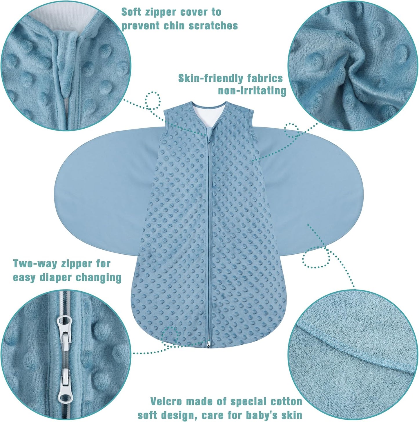 Fleece Newborn Sleep Sack Baby Swaddle,3-Way Adjustable Wearable Blanket,2 Pack Fleece Swaddling Sleeping Bag TOG 2.0， (Brown & Dark Green, 6-12 Months)