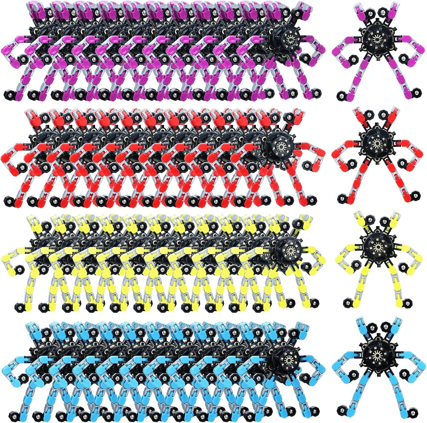 Zhanmai Transformable Fidget Spinners Fidget Toys for Kids and Adults Stress Relief Sensory Toys Transformable Chain Robot Fingertip Gyros for ADHD Autism for Kids Gifts(64 Pack)