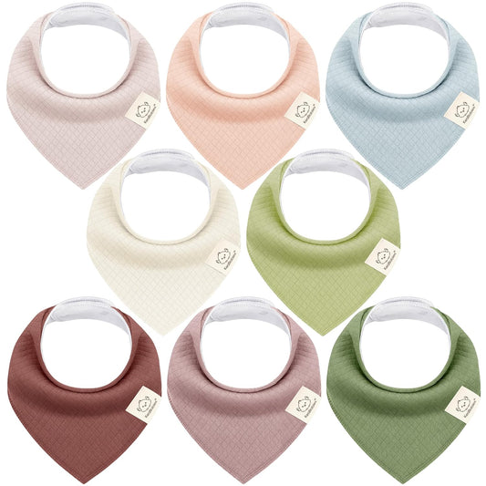 KeaBabies 8-Pack Bandana Bibs for Baby Girls, Boys - Organic Cotton Baby Bibs for Drooling & Teething Newborn, Toddler, Infant 0-36 Months, Extra Soft, Absorbent Cloth with Snaps (Moor)