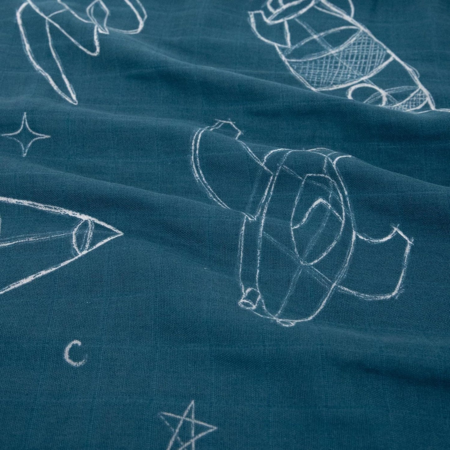 Little Unicorn Standard Pillowcase 2 Pack | Super Soft & Breathable Muslin Fabric | Snug Envelope Closure (Blast Off)