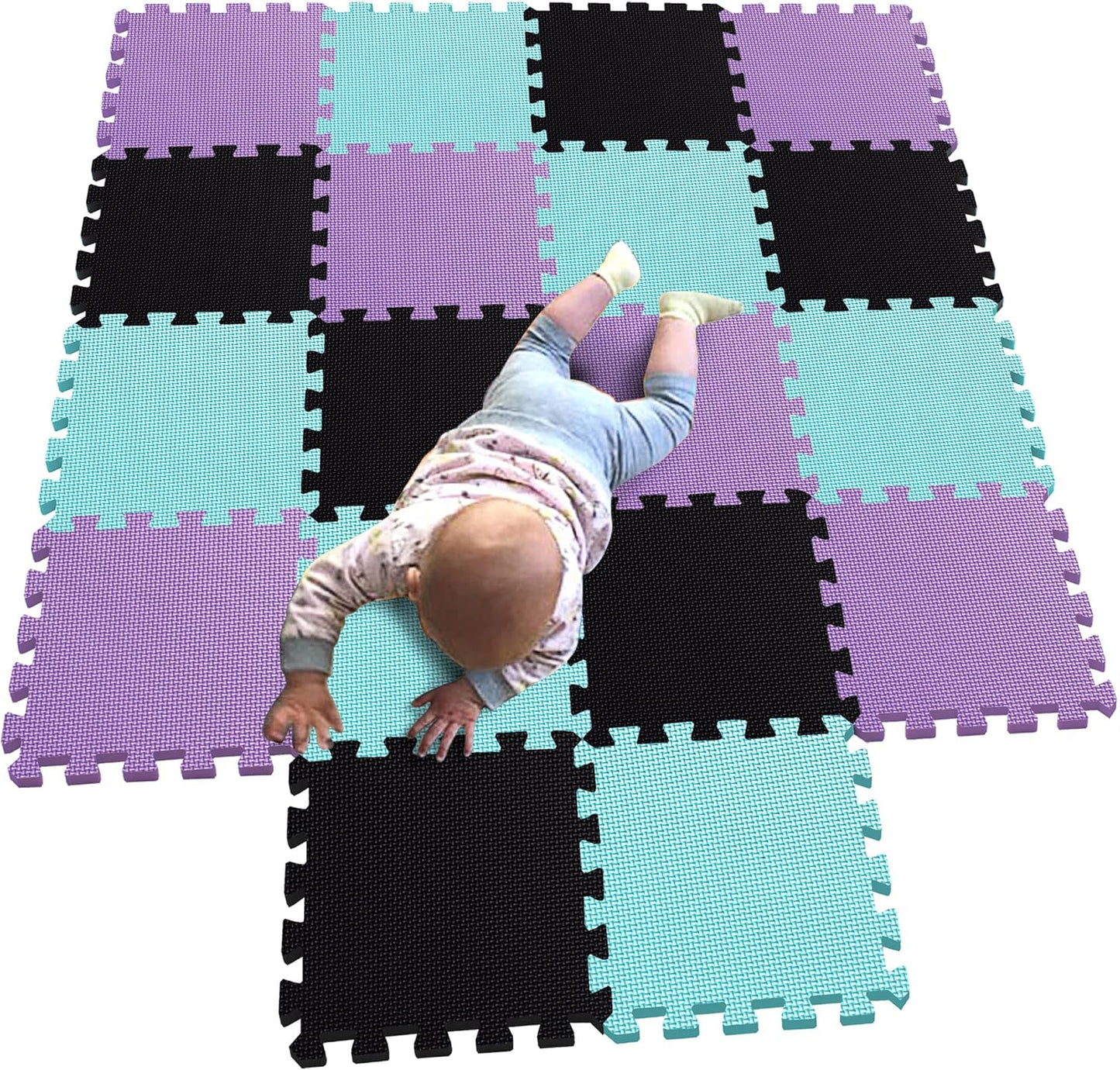 MQIAOHAM® 18 Pieces Puzzle Play Mats, Soft Baby Play Mat, Kids Interlocking Foam Floor Tiles, Toddlers Carpet Playmats G301018-104108111