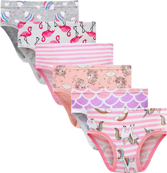 Cadidi Dinos Little Girls' Soft Cotton Underwear Kids Cool Breathable Comfort Panty Briefs Toddler Undies(Pack of 6)