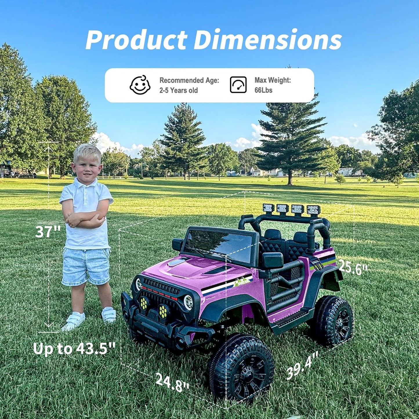 24V Kids Ride on Car, Kids Electric Vehicles Car Ride on Toy Truck for Toddlers w/Remote Control, 400W Motor - Purple